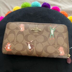 Coach Brown Wallet with Animal Print